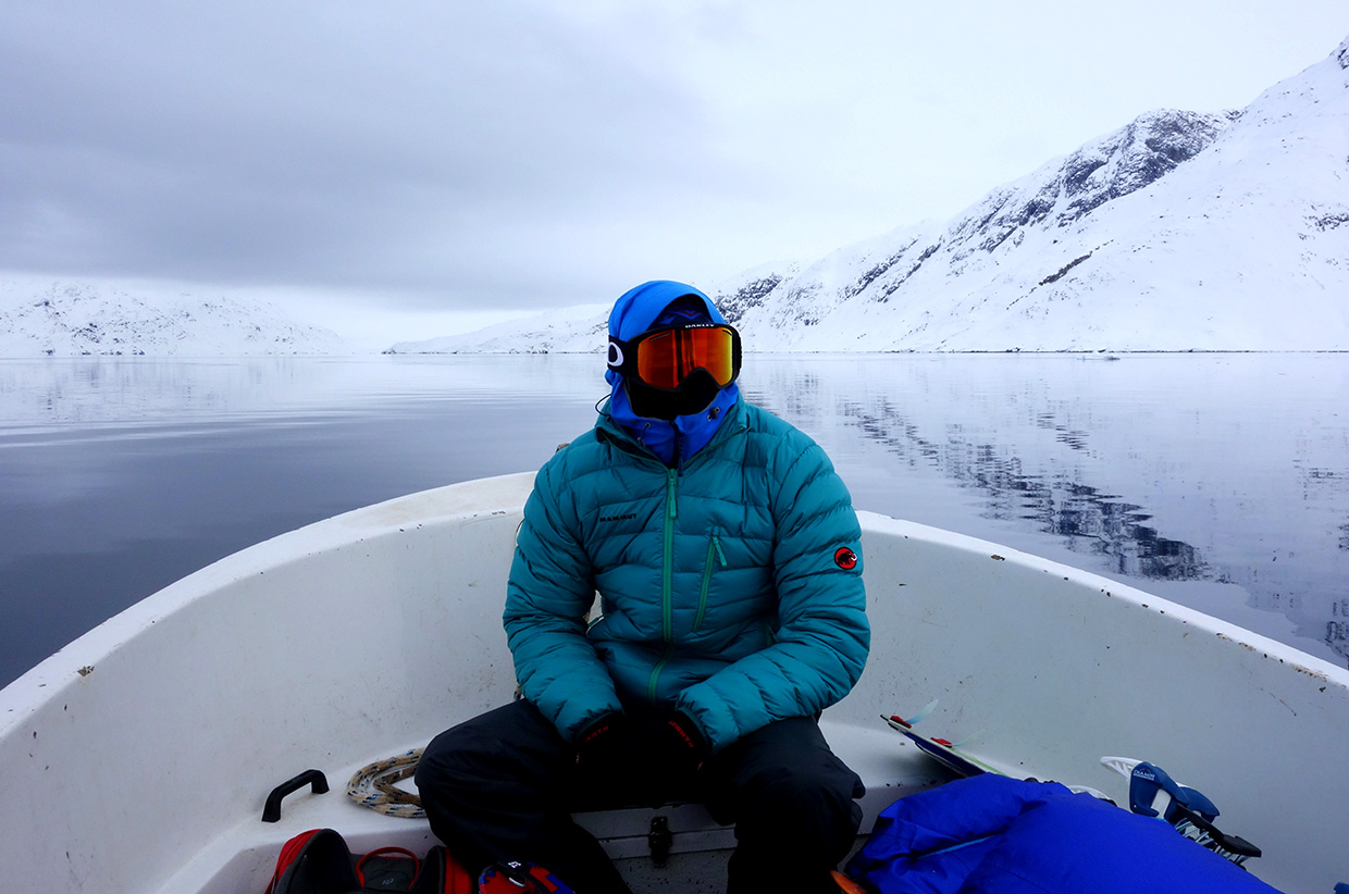 Boating across the lakes of East Greenland