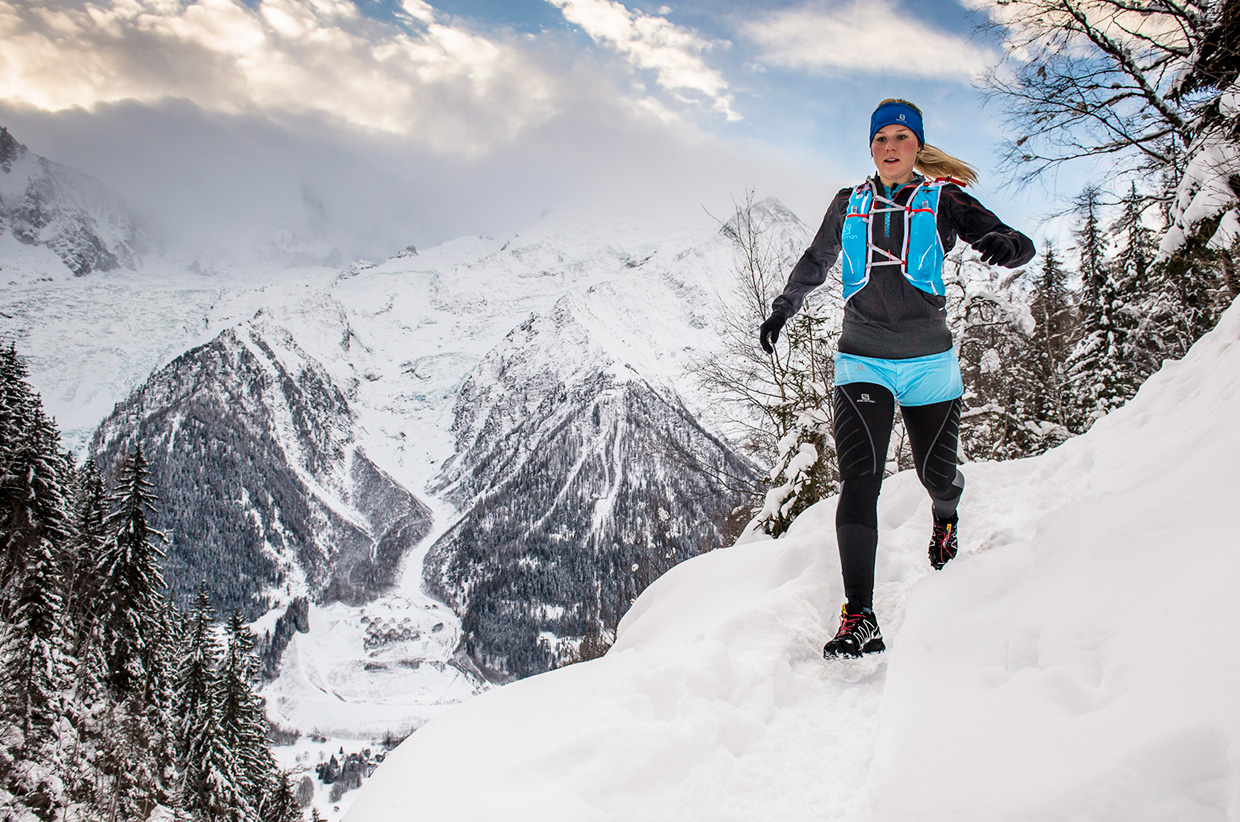 Sophie Radcliffe running in the Alps  | Photo by Daniel Wildey