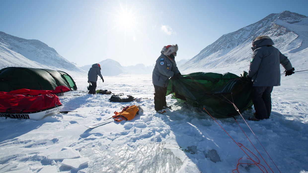 Setting up camp on Baffin Island