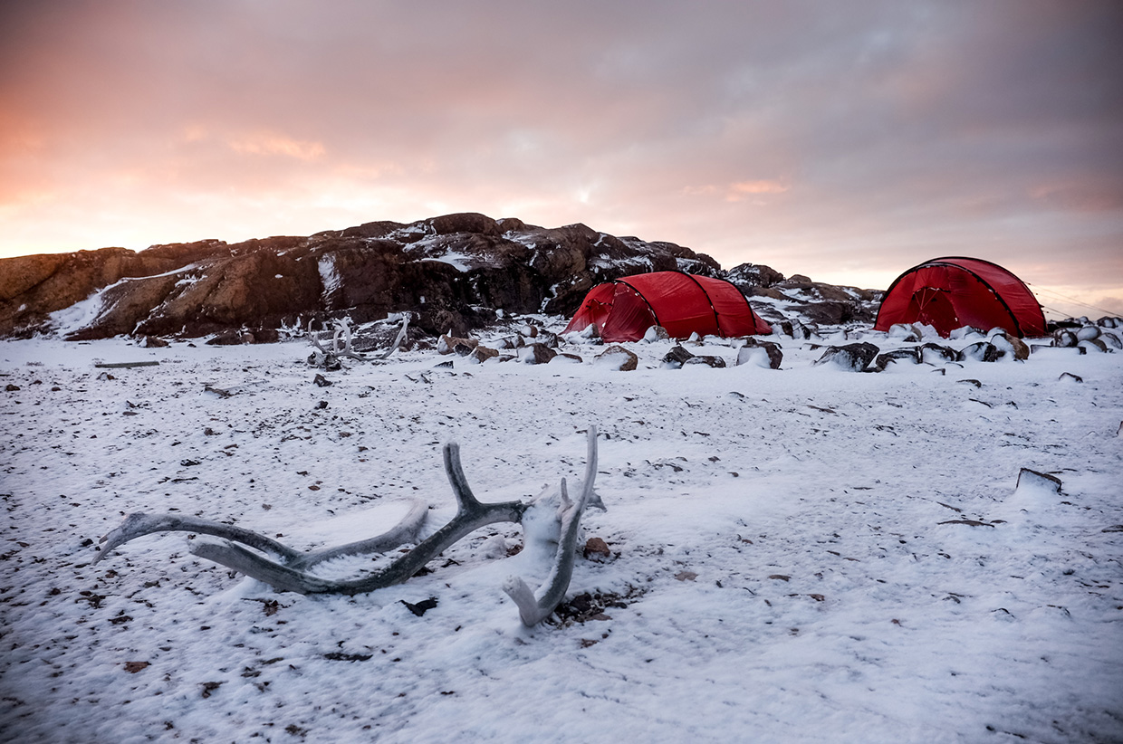 Camping in the snow on Baffin Island