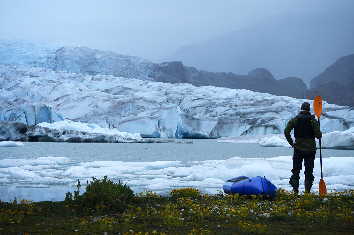 50-At-Glaciar-Andres,-on-self-timer